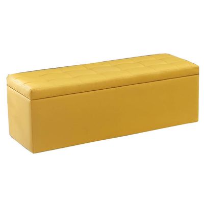 Footstool Home Shoe Bench PU Cushion Sofa Bench Bulk Storage Bedroom Living Room Bearing Weight 120kg Multi-Color Optional (Color : Yellow, Size : 100cm/39.4in)