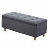Footstool Large Tufted with Storage Toy Chest & Blanket Trunk for Bedroom & Entryway, Living Room Linen Fabric Upholstery 120x40x40cm(Color:Huise) view 1
