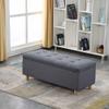 Footstool Large Tufted with Storage Toy Chest & Blanket Trunk for Bedroom & Entryway, Living Room Linen Fabric Upholstery 120x40x40cm(Color:Huise) view 2