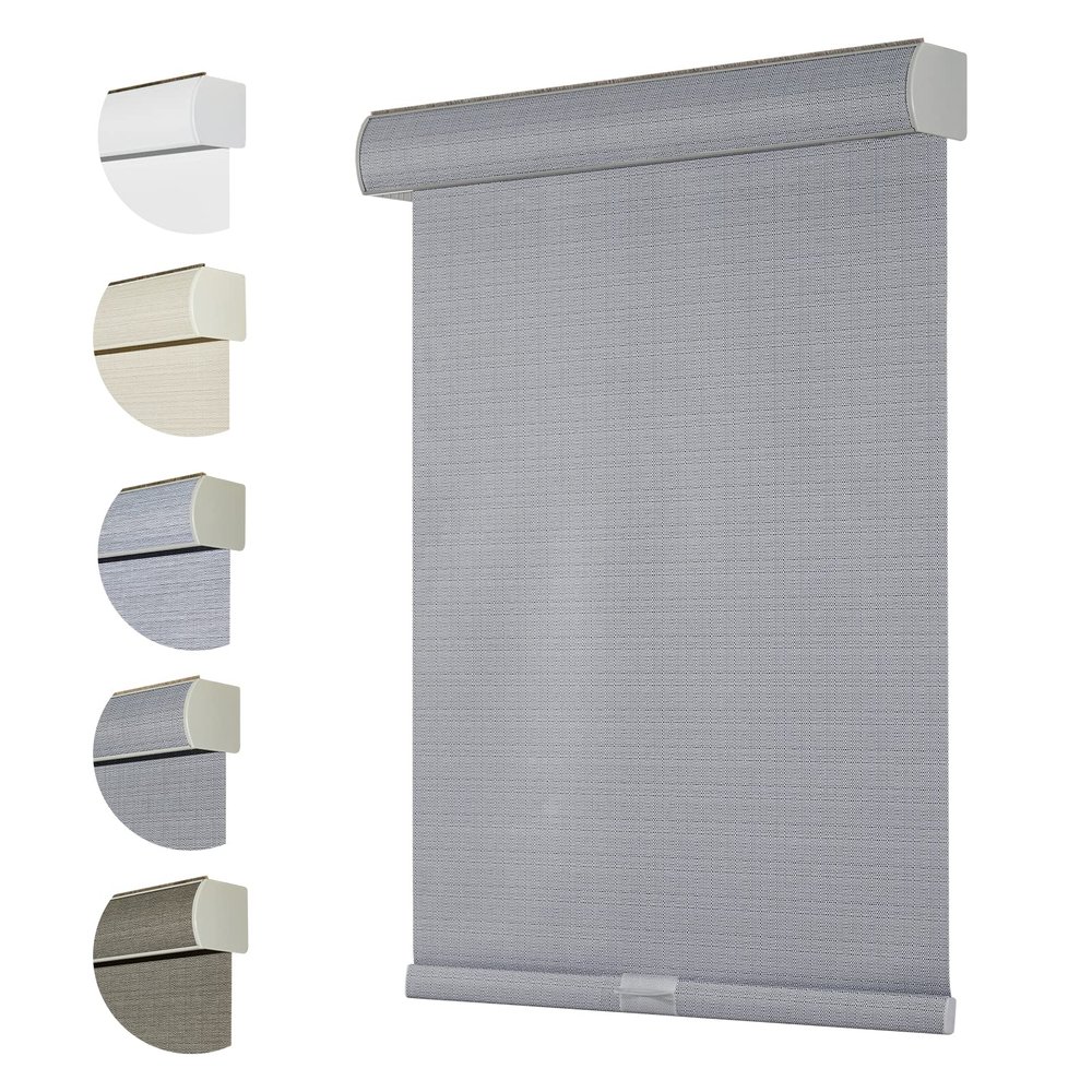 Persilux Free-Stop Cordless 100% Blackout Roller Window Shades with Texture Fabric Thermal Insulated Roller Shades for Windows Roller Blinds for Windows, Easy to Install (37" W x 64" H, Stone Grey)