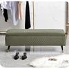 Folding Storage 80x40x45cm Rectangular Bench Technology Cloth Cushion Toy Box Three-Dimensional Diamond Design with Metal Legs 150kg(Color:Green) view 2