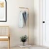 Smlttel Metal Gold Coat Racks, Standing Coat Rack with Heavy Base, Modern Coat Tree with Crossbar and 3 Hooks, Entryway Coat Racks for Handbags, Clothing.(59inch) view 2