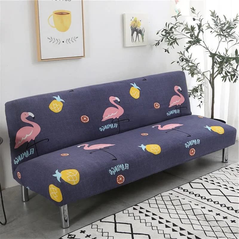 FIBITA Armless Sofa Bed Cover 3 Seater Stretch Printing Couch Sofa Slipcover Polyester Non-Slip Futon Sofa Cover Protector fits Folding Sofa Bed Without Armrests (Color : #36, Size : 190-210cm)