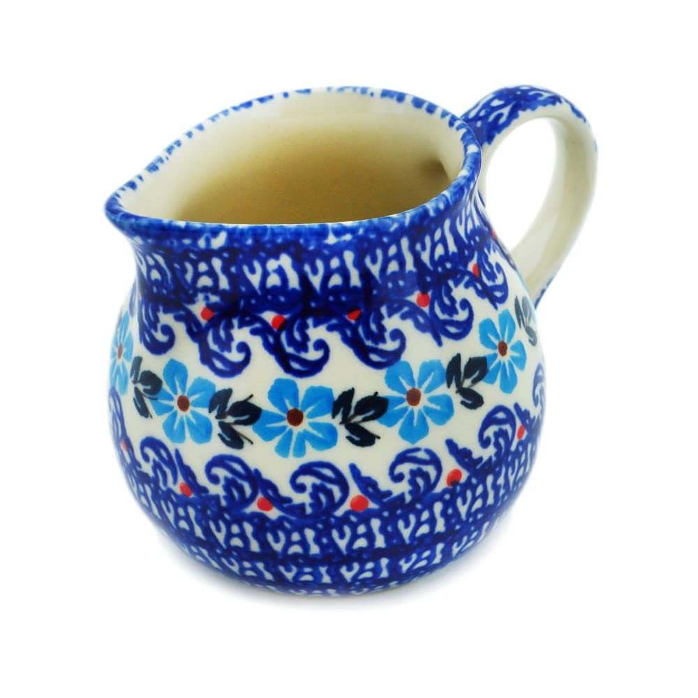 Polmedia Polish Pottery Pitcher UNIKAT - Beach At Sunset Pattern Handmade in Boleslawiec Poland + Certificate of Authenticity