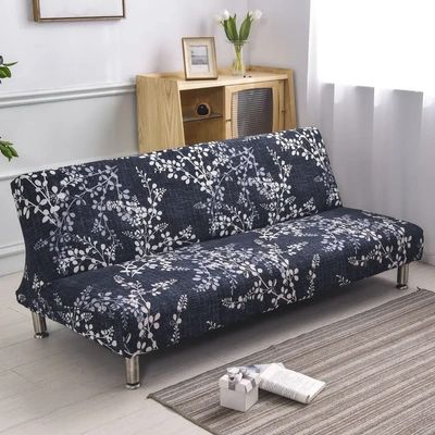 FIBITA Armless Sofa Bed Cover 3 Seater Stretch Printing Couch Sofa Slipcover Polyester Non-Slip Futon Sofa Cover Protector fits Folding Sofa Bed Without Armrests (Color : #21, Size : 190-210cm)