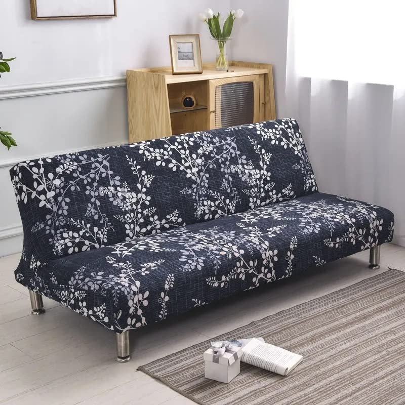 FIBITA Armless Sofa Bed Cover 3 Seater Stretch Printing Couch Sofa Slipcover Polyester Non-Slip Futon Sofa Cover Protector fits Folding Sofa Bed Without Armrests (Color : #21, Size : 190-210cm)