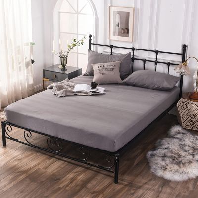 FCLDESHOP Soft Sheet,Easy Care Bottom Sheet,5 Sides Waterproof Brushed Waterproof Fitted Sheet, Bedroom Hotel Solid Color Urine-Proof Mattress Cover Bedspread,Dark Grey,Full 137 * 190cm+35cm