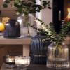 Glass Vase, Simple Style Countertop Vase, Bottle Body Pleated Shape, Suitable for Bars, High -end Restaurants, Transparent/Gray/Large/Trumpet(Size:19.3 * 19.3 * 26.6cm,Color:B) view 4