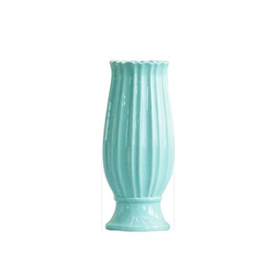Glossy White/Blue Ceramics Vase, Modern Ornaments, Can Be to Hold Dried Flowers, Also Can Be Used to Hydroponic Flowers, Room Decor(Size:15 * 15 * 31cm,Color:Blue)