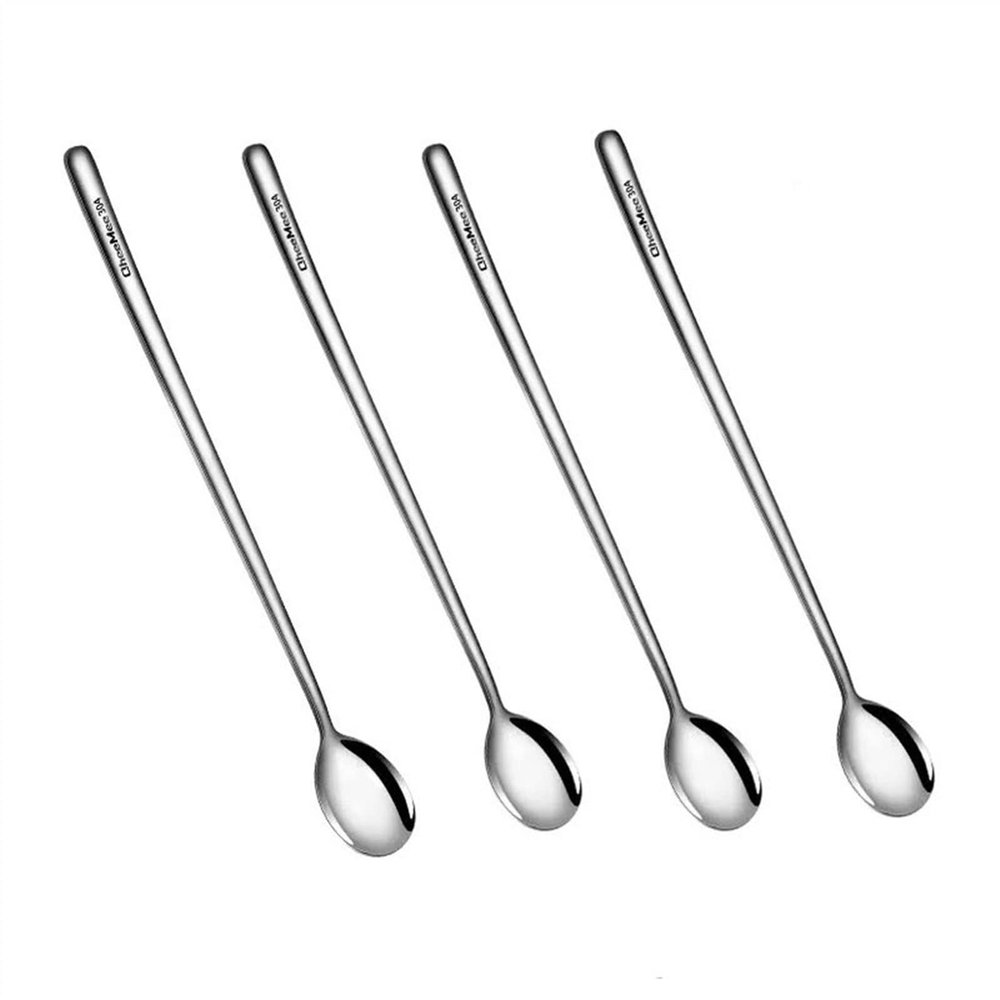 Dinner Spoons Dessert Spoon 304 Stainless Steel Long Handle Stirring Spoon Small Spoon Creative Ice Spoon Dessert Honey Spoon Metal spoon Porcelain spoon Wooden spoon (Color : 1)