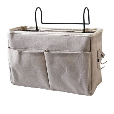 Cosiki Bedside, Bedside Storage/Bedside Hanging Storage Bag Hanging Desk Organizer for Headboards Bunk Beds Dorm Rooms Book Phone Magazine Holder (Grey)