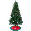 6 ft Artificial Christmas Tree Green, Fake Christmas Tree with Skirt Snowflakes Bow Golden Rattan, PVC Xmas Tree Unlit Xmas Tree for Holiday Decor for Home Office Party Holiday view 1