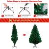6 ft Artificial Christmas Tree Green, Fake Christmas Tree with Skirt Snowflakes Bow Golden Rattan, PVC Xmas Tree Unlit Xmas Tree for Holiday Decor for Home Office Party Holiday view 4