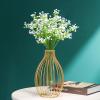 Metal Frame Vase Geometric Glass Flower Vase, Lantern Shape Glass Test Tube Vase, Modern Creative Clear Tube Glass Planter Terrariums with Geometric Metal Stand for Decor Office Home (Golden A) view 1