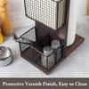 MyGift 3-in-1 Kitchen Organizer with Paper Towel Holder, Napkin Holder & Spice Rack - Rustic Wood & Industrial Metal Pipe Caddy for Farmhouse Dining Table view 4