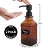 LMQML Soap Dispenser - 2 Pack, Antique Design Thick Amber Glass Hand Soap Dispensers with Sturdy Tray; 304 Rust Proof Stainless Steel Black Pump, 12Pcs Stickers, for Kitchen, Bathroom- Black view 3