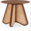 Meridian Furniture 208Walnut-ET Butterfly Collection Mid-Century Modern End Table with Solid Wood Walnut Brown Finish, Oak Veneer Top, Natural Cane, 20" W x 20" D x 22" H, Walnut view 1