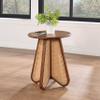 Meridian Furniture 208Walnut-ET Butterfly Collection Mid-Century Modern End Table with Solid Wood Walnut Brown Finish, Oak Veneer Top, Natural Cane, 20" W x 20" D x 22" H, Walnut view 2