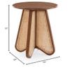 Meridian Furniture 208Walnut-ET Butterfly Collection Mid-Century Modern End Table with Solid Wood Walnut Brown Finish, Oak Veneer Top, Natural Cane, 20" W x 20" D x 22" H, Walnut view 3
