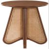 Meridian Furniture 208Walnut-ET Butterfly Collection Mid-Century Modern End Table with Solid Wood Walnut Brown Finish, Oak Veneer Top, Natural Cane, 20" W x 20" D x 22" H, Walnut view 4