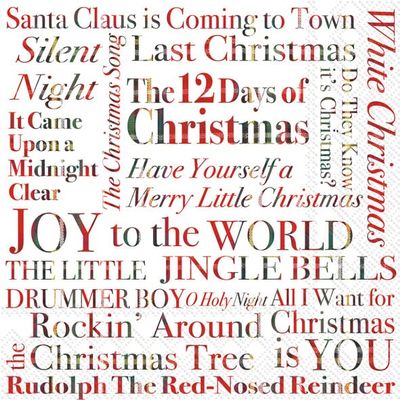 IHR Ideal Home Range Cocktail Napkins Naughty Betty Disposable 3-Ply Paper Party Napkin Pack, 5" x 5", Christmas Songs, 20-Count