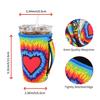 AJLTPA 4Pack Reusable Iced Coffee Sleeve Insulator Sleeves for Cold Drinks Beverages, Neoprene Cup Holder for Most Coffee, Fits 22-24oz Medium Cups (Tie dye with Handle) view 2