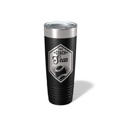 Alterd Industries Personalized Baseball Softball Coach Gift - insulated tumbler with lid, travel coffee mug, personalized stainless steel cups, 20 oz travel coffee cup, (20oz Tumbler, Black)