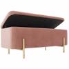 Folding Storage Sofa Stool Comfortable Flannel with Safety Hinge Toy Box Gold-Plated Stainless Steel Base Can Bear 150kg 60x45x45cm(Color:Pink) view 1
