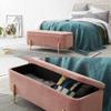 Folding Storage Sofa Stool Comfortable Flannel with Safety Hinge Toy Box Gold-Plated Stainless Steel Base Can Bear 150kg 60x45x45cm(Color:Pink) view 3