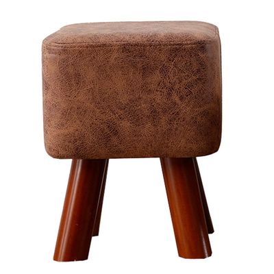 Upholstered Footstool Household Stool Comfortable Technology Cloth Living Room Shoe Bench Solid Wood Legs Bearing 100kg 2 Styles (Color : Brown, Size : 34cm)