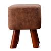 Upholstered Footstool Household Stool Comfortable Technology Cloth Living Room Shoe Bench Solid Wood Legs Bearing 100kg 2 Styles (Color : Brown, Size : 34cm) view 1