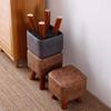 Upholstered Footstool Household Stool Comfortable Technology Cloth Living Room Shoe Bench Solid Wood Legs Bearing 100kg 2 Styles (Color : Brown, Size : 34cm) view 2