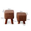 Upholstered Footstool Household Stool Comfortable Technology Cloth Living Room Shoe Bench Solid Wood Legs Bearing 100kg 2 Styles (Color : Brown, Size : 34cm) view 3