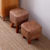 Upholstered Footstool Household Stool Comfortable Technology Cloth Living Room Shoe Bench Solid Wood Legs Bearing 100kg 2 Styles (Color : Brown, Size : 34cm) view 4