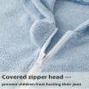 MissShorthair Hooded Towel Robe for Kid, Zipper Beach Cover Up, Swim Changing Robe for Boy, Girls Bath Towelling Poncho Light Blue 11-13 Years view 3