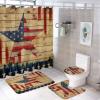 Kazynee American Flag Texas Shower Curtain Sets with Rugs 4 Piece Accessories Bathroom Curtains Shower Set Include Shower Curtain Non-Slip Rug Toilet Lid Cover Bath Mat One Size view 1
