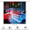 Kazynee Red Blue Racing Car 4 Piece Shower Curtain Sets, Non-Slip Rugs, Toilet Lid Cover and Bath Mat, Durable and Waterproof, for Bathroom Decor Set One Size view 2