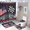 Kazynee Teens Race Car Shower Curtain Sets with Rugs 4 Piece Accessories Bathroom Curtains Shower Set Include Shower Curtain Non-Slip Rug Toilet Lid Cover Bath Mat One Size view 1