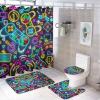 Kazynee Modern Gaming Neon 4 Piece Shower Curtain Sets, Non-Slip Rugs, Toilet Lid Cover and Bath Mat, Durable and Waterproof, for Bathroom Decor Set One Size view 1
