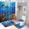 Kazynee Underwater Dolphin 4 Piece Shower Curtain Sets, Non-Slip Rugs, Toilet Lid Cover and Bath Mat, Durable and Waterproof, for Bathroom Decor Set One Size view 1