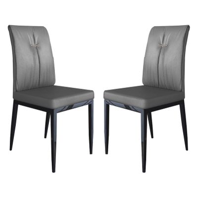 TATSEN Dining Chairs Set of 2 Faux Leather Kitchen Leisure Chairs with Backrest Lounge Reception Chairs for Home Office Furniture (Size : Gray)