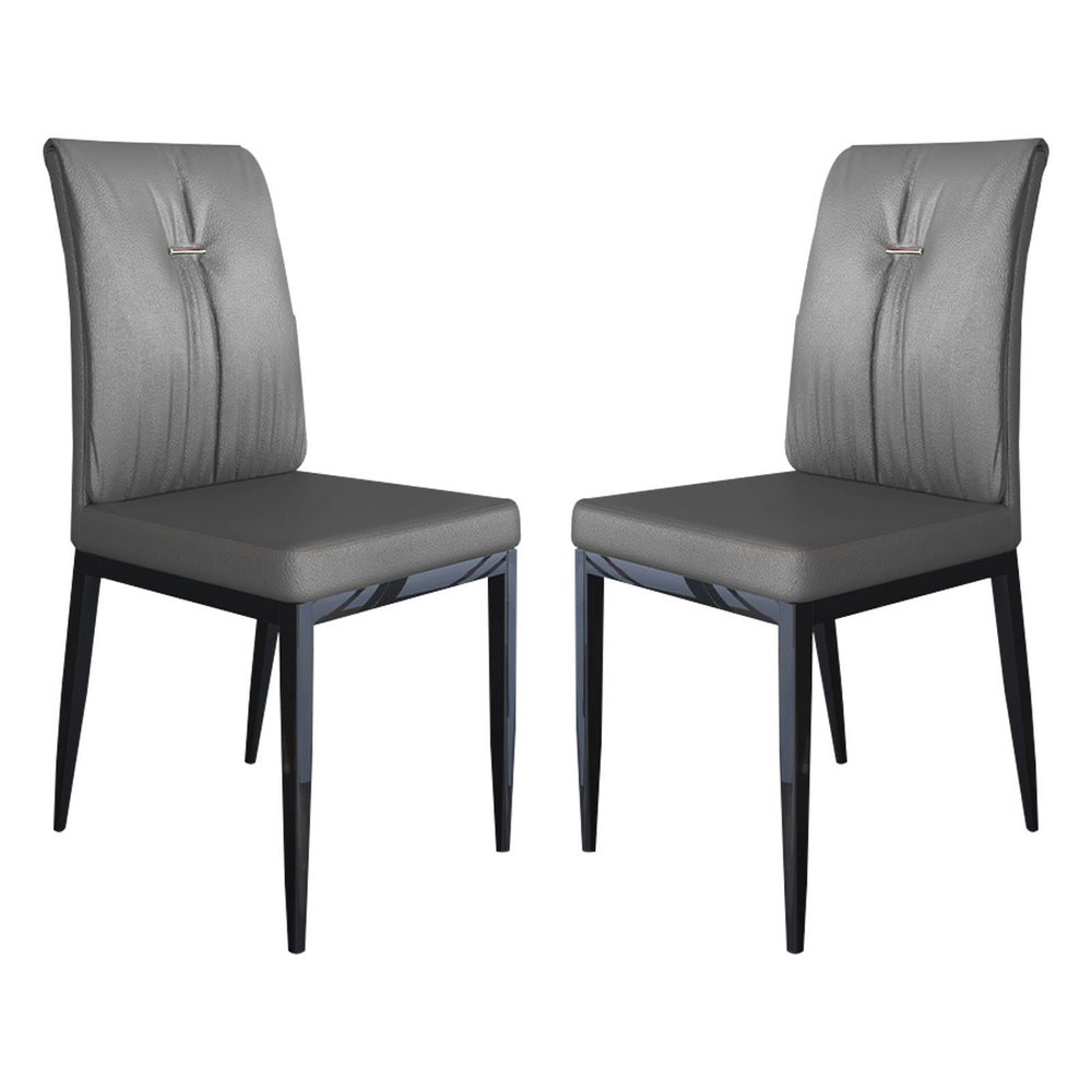 TATSEN Dining Chairs Set of 2 Faux Leather Kitchen Leisure Chairs with Backrest Lounge Reception Chairs for Home Office Furniture (Size : Gray)
