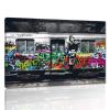 Funny Banksy Graffiti Street Wall Art Canvas Paintings Graffiti Bus Subway Artwork Modern Home Office Wall Decoration Pictures HD Print Wooden Framed Ready to Hang-44x28 inches view 1