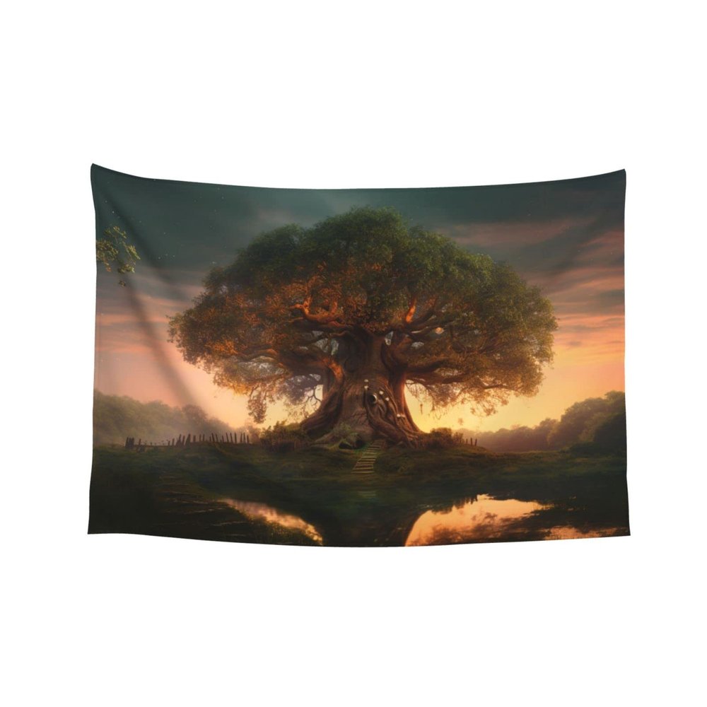 Baxozud An ancient tree of life that shines Home decoration,Tapestry Psychedelic Tapestry Wall hanging Bedding Tapestry