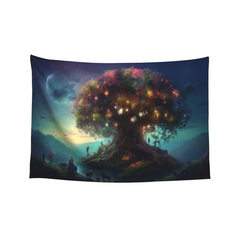 Baxozud An ancient tree of life that shines Home decoration,Tapestry Psychedelic Tapestry Wall hanging Bedding Tapestry
