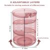 Rotating Makeup Organizer, DIY 8 Adjustable Layers 360 Spinning Skincare Organizers, Makeup Storage Carousel Tower with Brush Holder & Perfume Trays, Cosmetic Display Case for Vanity Bathroom view 2