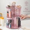 Rotating Makeup Organizer, DIY 8 Adjustable Layers 360 Spinning Skincare Organizers, Makeup Storage Carousel Tower with Brush Holder & Perfume Trays, Cosmetic Display Case for Vanity Bathroom view 3