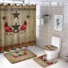Kazynee Western Texas Star 4 Piece Shower Curtain Sets, Non-Slip Rugs, Toilet Lid Cover and Bath Mat, Durable and Waterproof, for Bathroom Decor Set One Size view 1