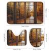 Kazynee Autumn Natural Scenery Shower Curtain Sets with Rugs 4 Piece Accessories Bathroom Curtains Shower Set Include Shower Curtain Non-Slip Rug Toilet Lid Cover Bath Mat One Size view 3