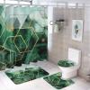 Kazynee Cool Green 4 Piece Shower Curtain Sets, Non-Slip Rugs, Toilet Lid Cover and Bath Mat, Durable and Waterproof, for Bathroom Decor Set One Size view 1